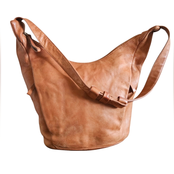 Vintage Wilson's Leather Pelle Studio 90's Tan Leather Hobo Bag - Picture 1 of 12